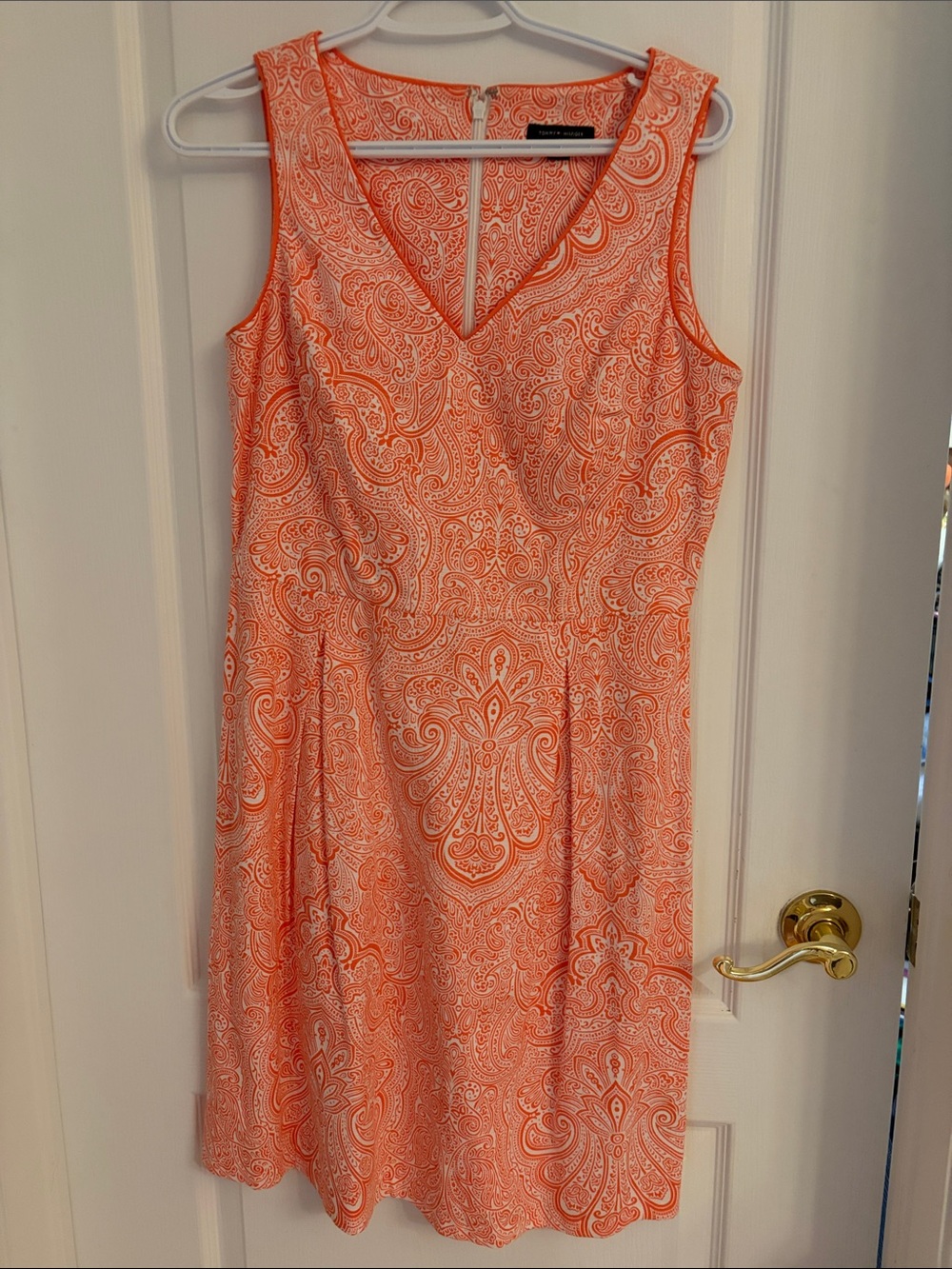 NWOT Tommy Hilfiger Orange Paisley V-Neck Sleeveless Dress